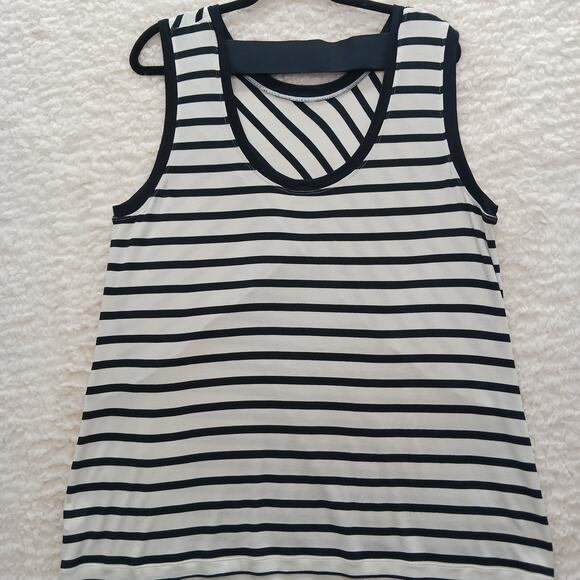 Tank Top Size L Striped Black White Knit Nautical Preppy Sailorcore Cruise Retro - Picture 2 of 13